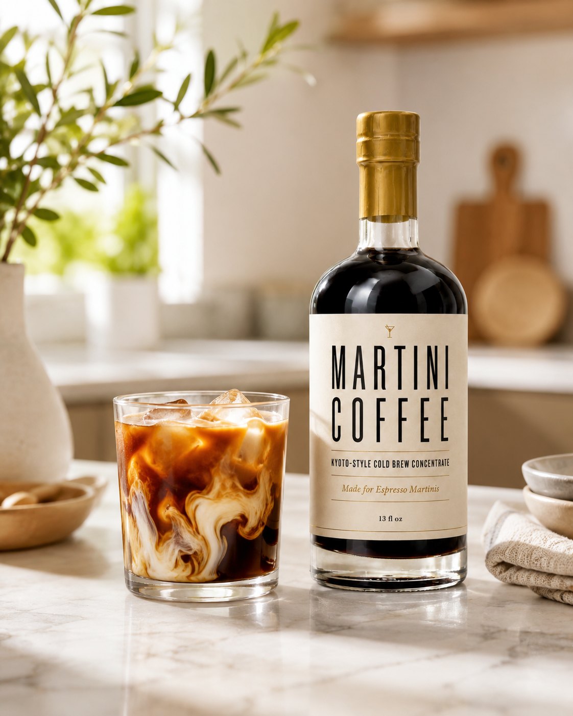 Iced coffee made with the concentrate
